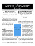 Sinclair Lewis Society Newsletter, Vol 31, No. 2 by The Sinclair Lewis Society